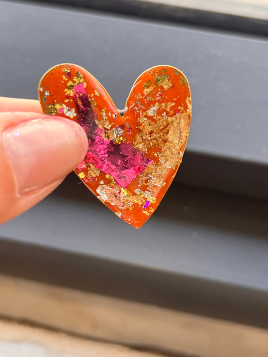 Tangerine/magenta pearly hearts