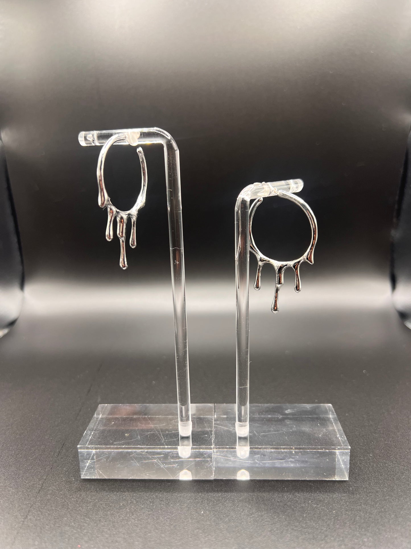 Silver drip hoops